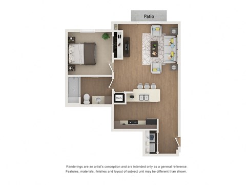 Floor plan image of A2, 1-bedroom apartment