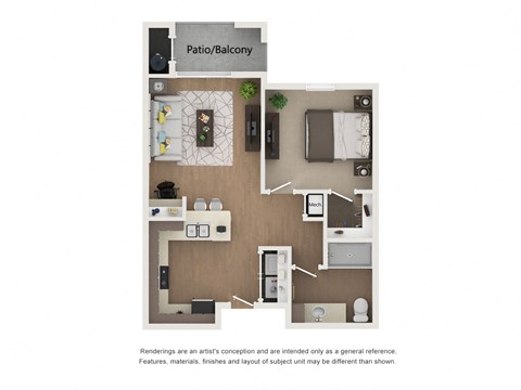 Floor plan image of A3, 1-bedroom apartment