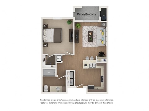 Floor plan image of A4, 1-bedroom apartment