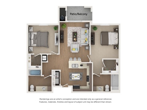 Floor plan image of B2, 2-bedroom apartment