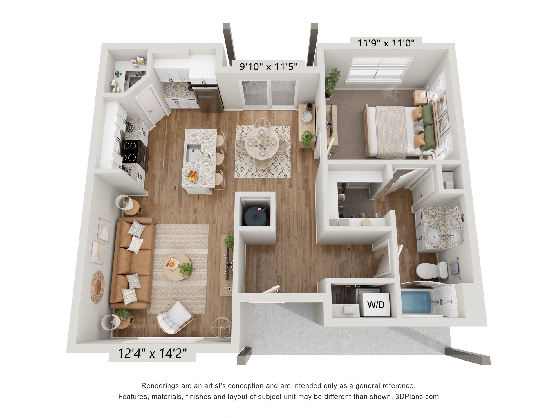 3D floor plan for A1 - Agave