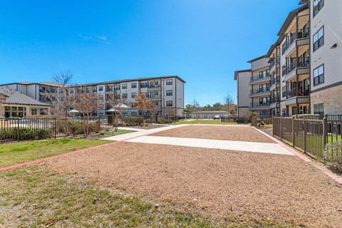 a large lawn at a senior apartment community