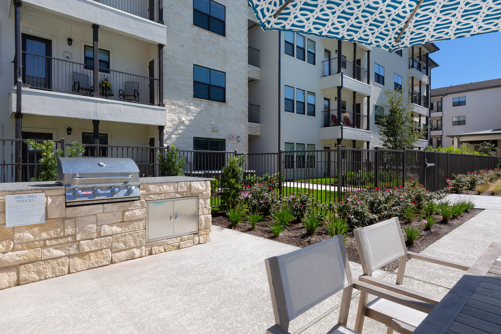 Grilling stations at Solea Cedar Park Senior Apartments in Cedar Park Texas