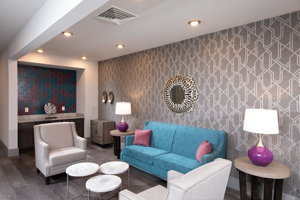 a community living room at a senior apartment community