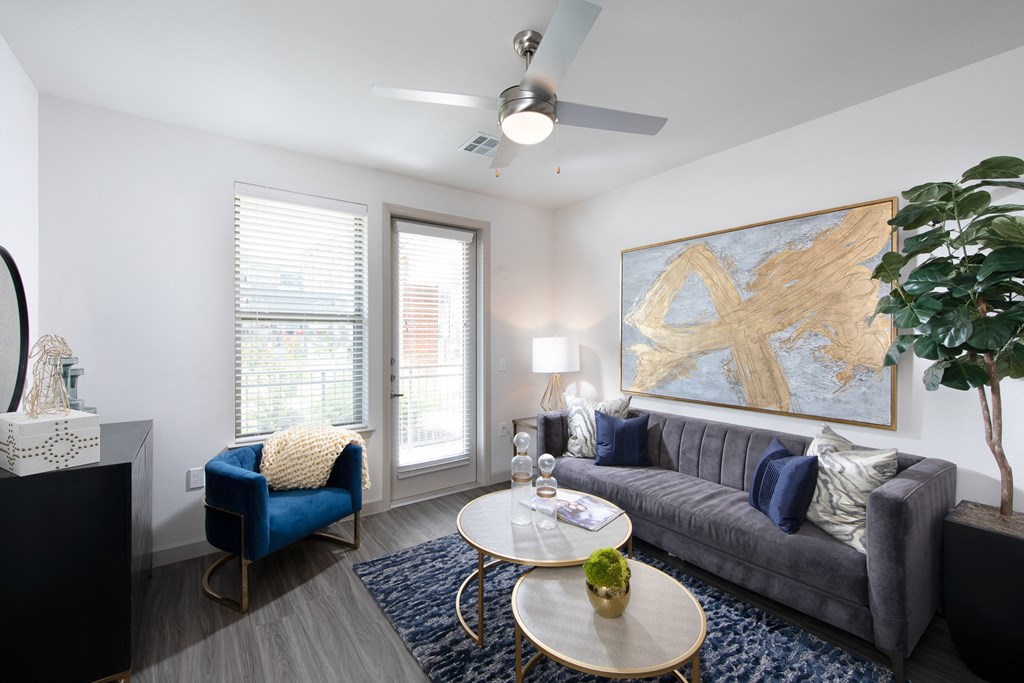 a living room with a couch and a coffee table