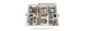 a stylized floor plan of a 1 bedroom floor plan