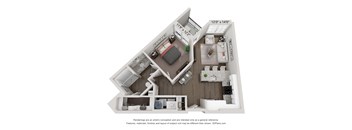this is a 3d floor plan of a 824 square foot 1 bedroom apartment at the