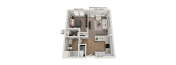 Floor plan image of A3, 1-bedroom apartment
