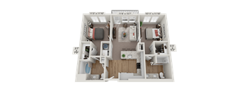 Floor plan image of B1, 2-bedroom apartment