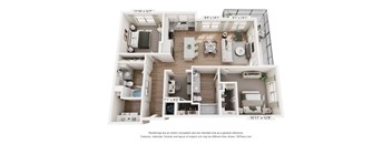 A 3D floor plan of a house with dimensions and a disclaimer at the bottom.
