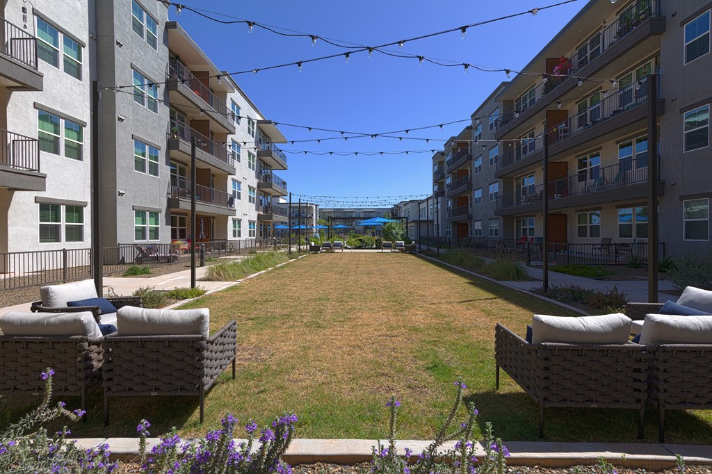 a big lawn at a senior apartment community