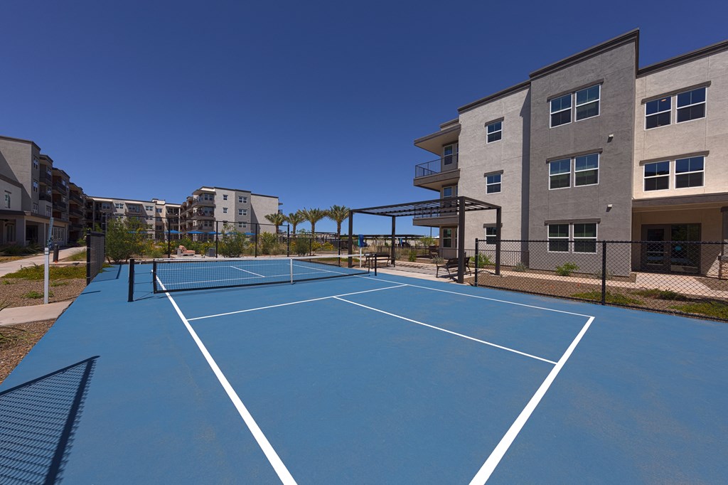 a pickleball court at a senior apartment community