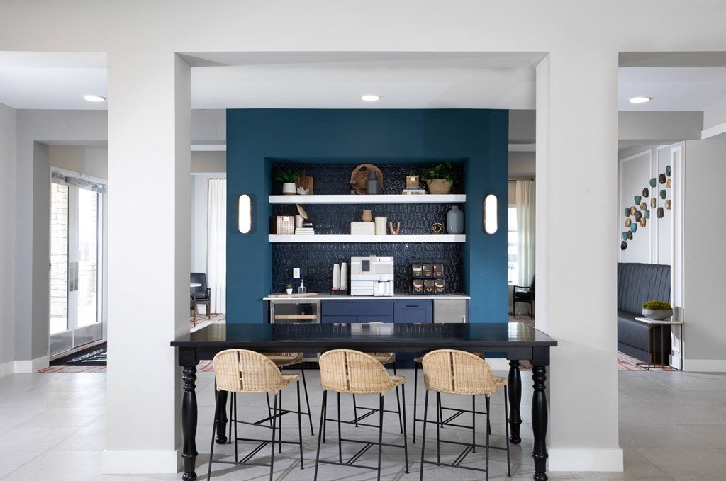 a community clubhouse sitting area at a senior apartment community