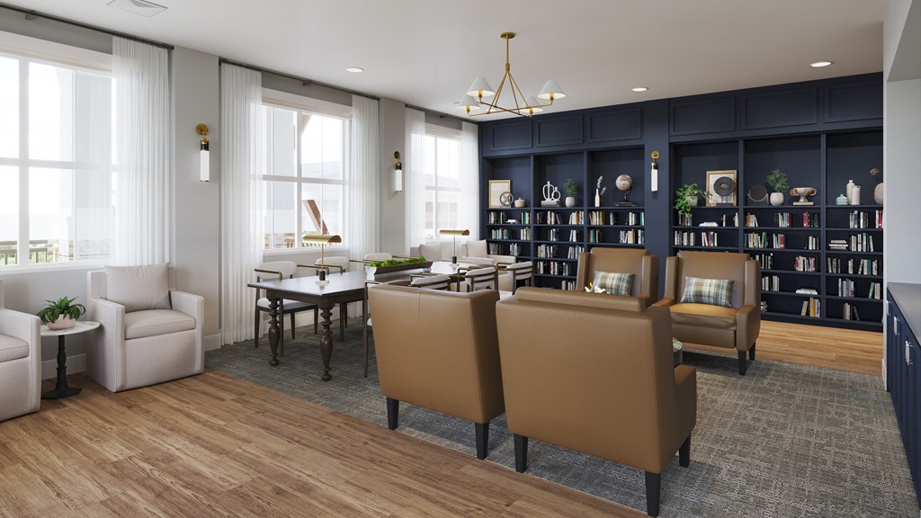 a room filled with furniture and a large window