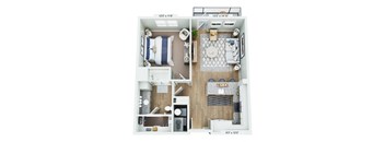bedroom floor plan an open concept living space with a fireplace and a balcony