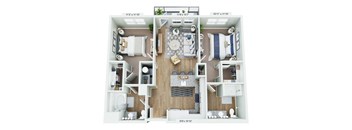 bedroom floor plan an open concept living space with a fireplace and a kitchen with a large center