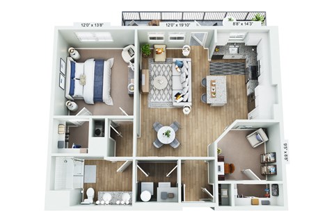 a floor plan of a 1 bedroom apartment at the residences at silver hill in suitland,