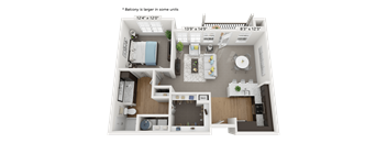 a floor plan of an apartment with a bedroom and a living room