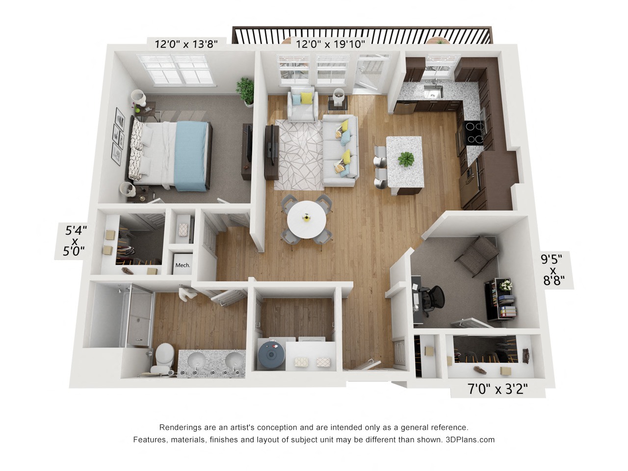 Floor plan image of A4, 1-bedroom apartment