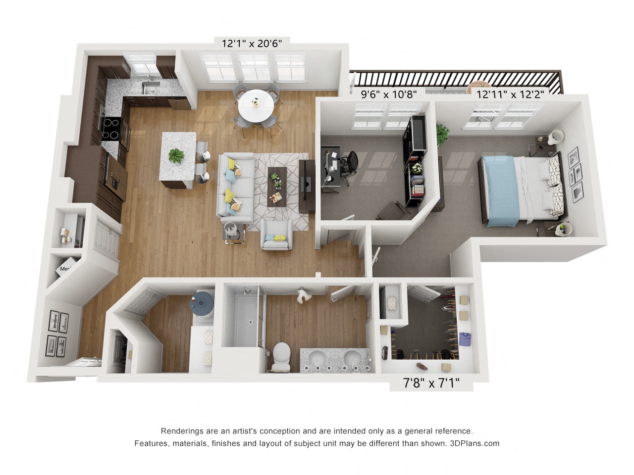 Floor plan image of A5, 1-bedroom apartment