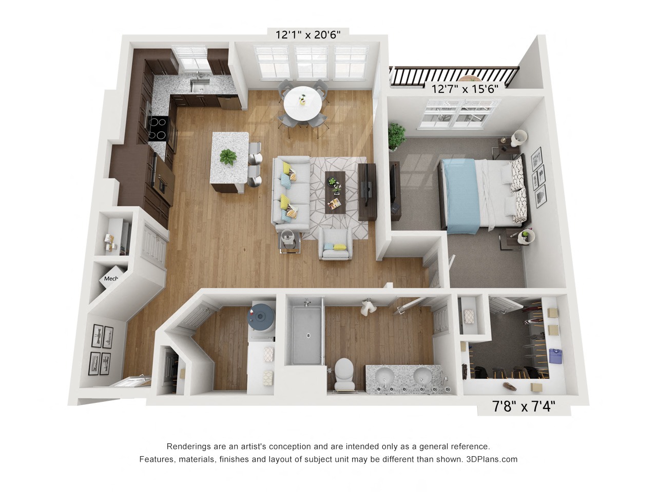 Floor plan image of A5A, 1-bedroom accessible apartment