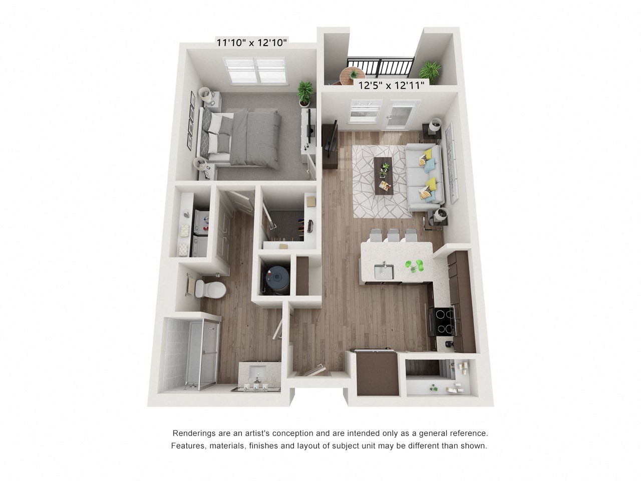 Floor plan image of A1, 1-bedroom apartment