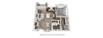 Floor plan image of A3, 1-bedroom apartment