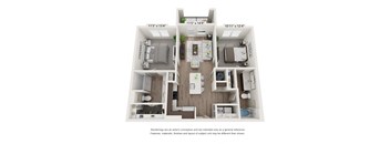 Floor plan image of B1, 2-bedroom apartment
