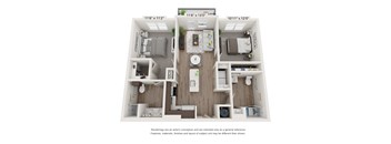 Floor plan image of B1, 2-bedroom apartment