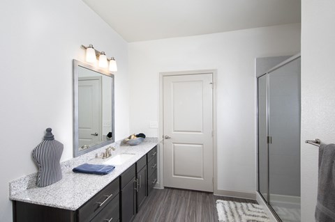 a bathroom at a senior apartment community