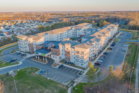 an aerial view of a senior apartment community