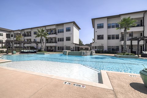 a resort-style pool at a senior apartment community