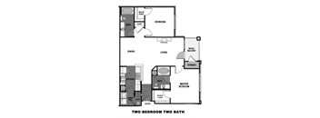 a floor plan of a two bedroom two bathroom floor plan with roommates