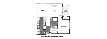 floor plan of the one bedroom one bathroom floor plan with roommates