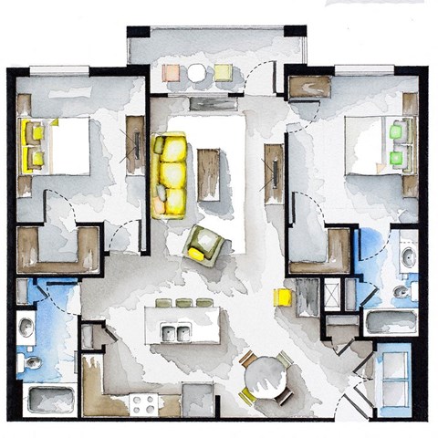 The Alister 2BR Floor Plan at The Roseberry, South Carolina, 29223