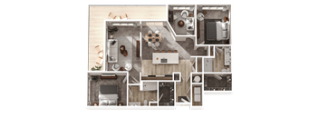 2 bed 2 bath F at The District at Deerfield Residences Apartments, Ohio, 45040