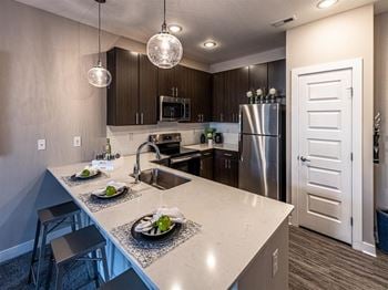 stainless steel appliances at One Deerfield Apartments, Ohio, 45040