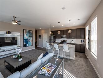 Living Room With Kitchen at One Deerfield Apartments, Mason, 45040