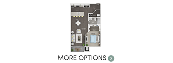 A floor plan of a small apartment with a living room, dining room, kitchen, bathroom, and balcony.