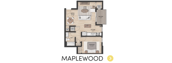 1 Bedroom Apartment floor plan in Hudsonville, MI