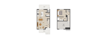 1 bedroom 1 bathroom townhome floor plan | Apartments in Hudsonville, MI Elmwood Lake Apartments