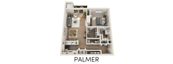 1 bed 1 bath floor plan at The Emerson Apartments In Ann Arbor, MI