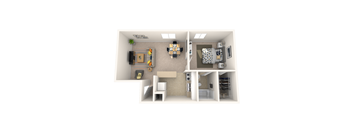 1 bedroom floor plan Mason Hills Apartments in Mason, MI