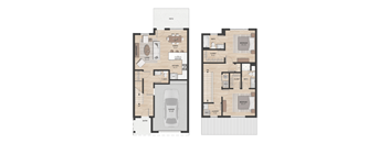 2 bedroom townhome floorplan in Hudsonville, MI | Elmwood Lake Apartments in Hudsonville MI