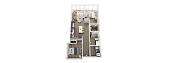 2 bedroom 2 bathroom floor plan at Lindsey Living | Apartments in Troy, MI
