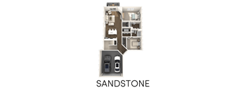 the sandstone floor plan with 2 bedrooms