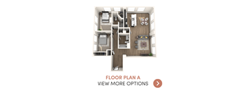A floor plan of a house with a living room, kitchen, and two bedrooms.