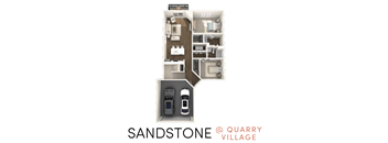2 bedroom 2 bathroom townhome in DeWitt floorplan