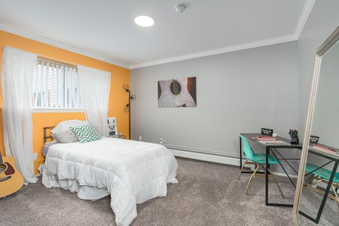 Bedroom at Capitol Villa Apartments near Michigan State University in East Lansing, MI