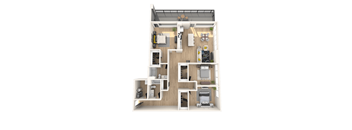 3 bedroom floor plan at apartments in Royal Oak, MI | Main Living Apartments in Royal Oak, MI